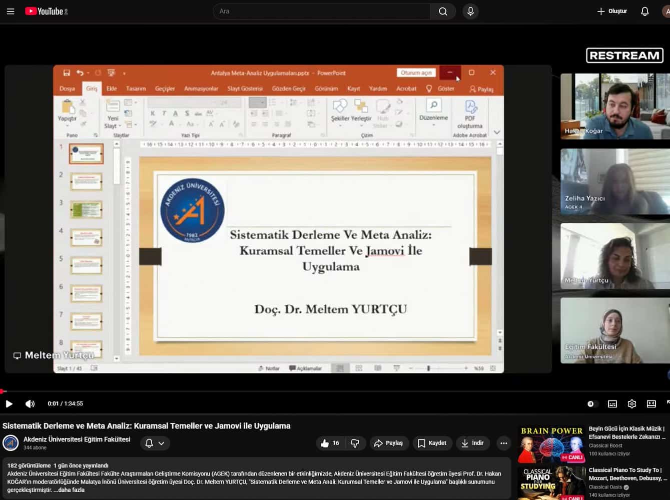 Akdeniz Üniversitesi Eğitim Fakültesi’nde Sistematik Derleme ve Meta Analiz Oturumu Yoğun İlgi Gördü